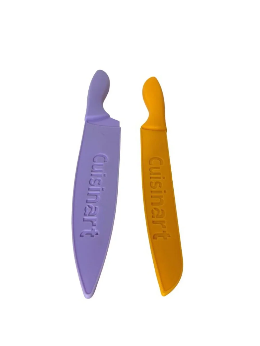 Cuisinart 2 Piece Knife Set Sheaths Purple Orange Stainless Serrated Chefs Knive